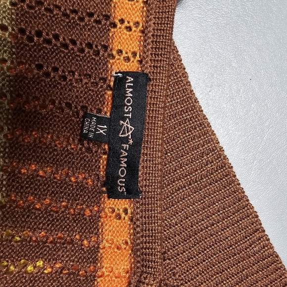 almost famous fall colors knit spaghetti strap crop top women's size 1X - Picture 3 of 9